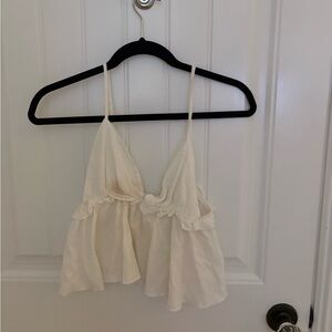 Brandy Melville Cream Ruffle Tank Top